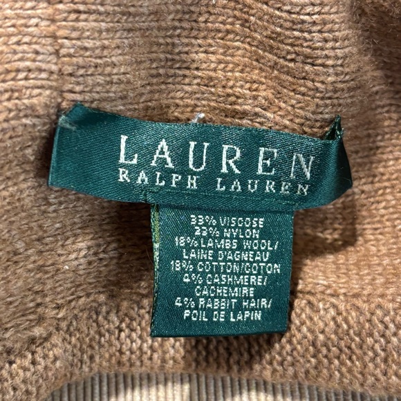 LAUREN RALPH LAUREN Wool Blend Newspaper Boy Rigid Rim Tan Brown Knit Cap - Picture 4 of 7